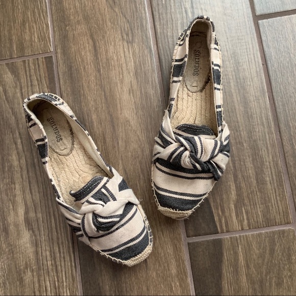 Soludos Shoes - Soludos Striped Black & White Bow Espadrilles 8.5